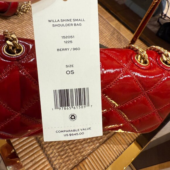 Best Price‼️Tory Burch Willa Small Shoulder Bag 152051 Berry $645 - Picture 8 of 9